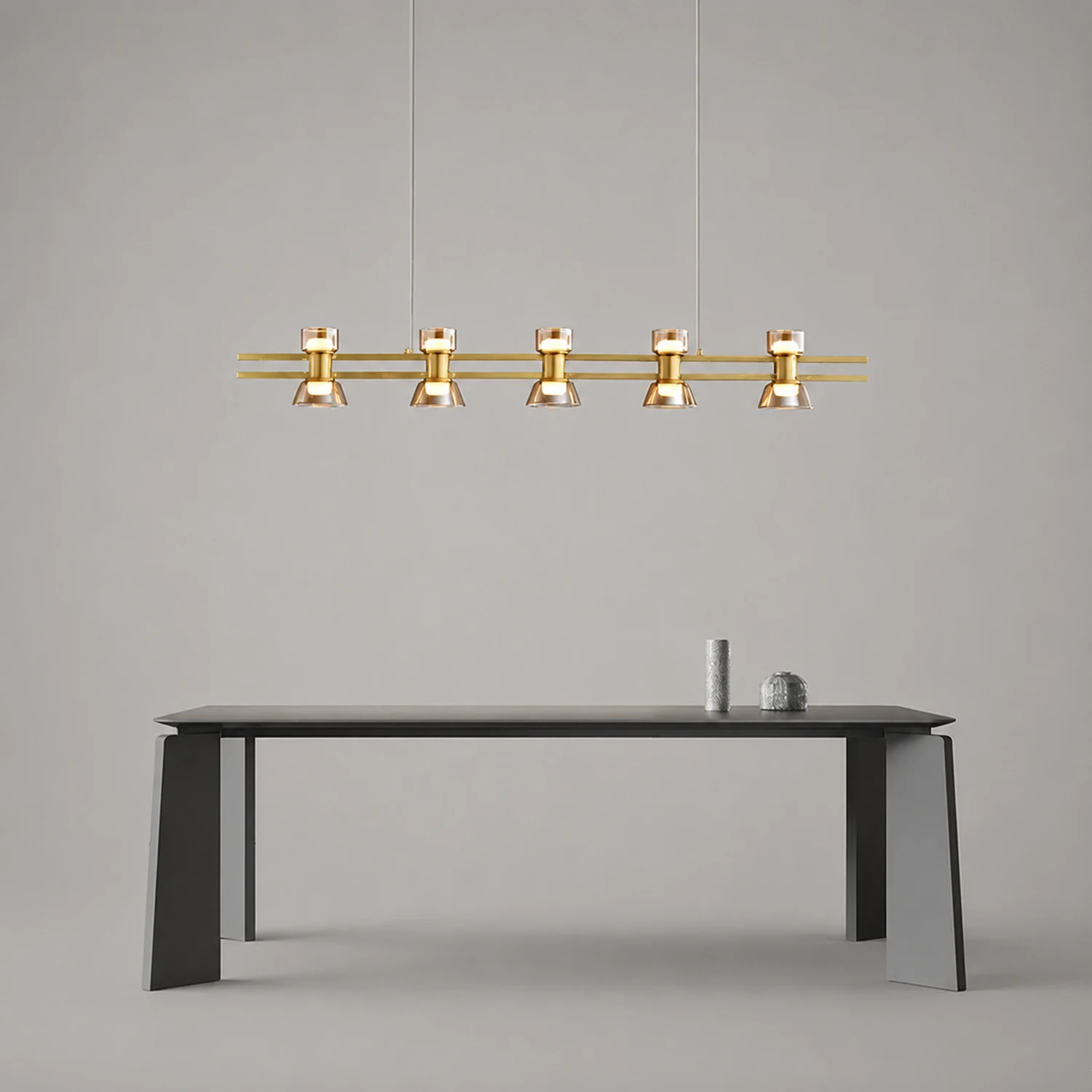 Evette Pendelleuchte mit Fernbedienung 5/6/7 -flammig, Reines Kupfer, 100/120/140CM - Lumpaz