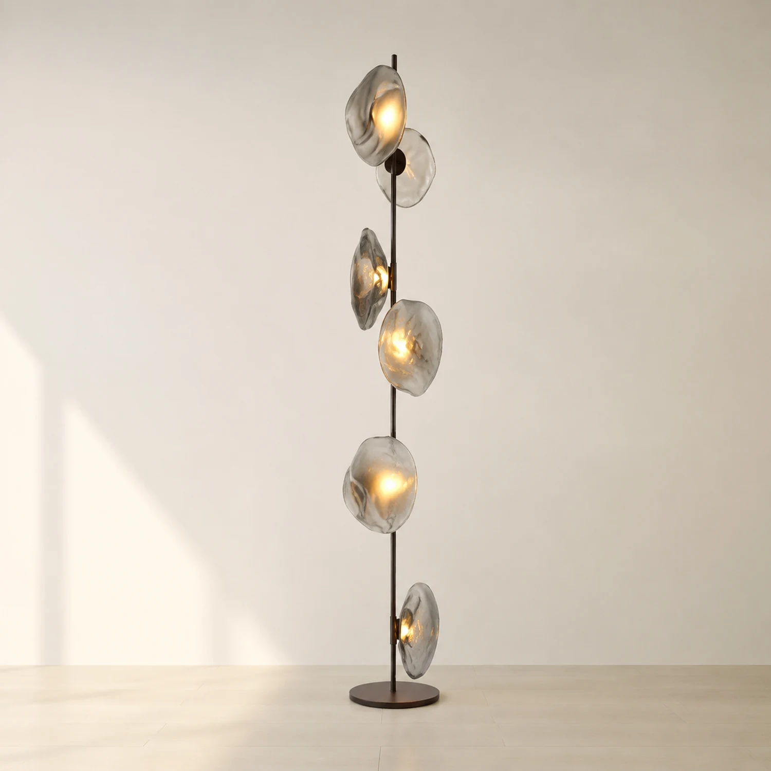 Byers Stehleuchte, 3/6 -flammig, Metall und Glas - Lumpaz