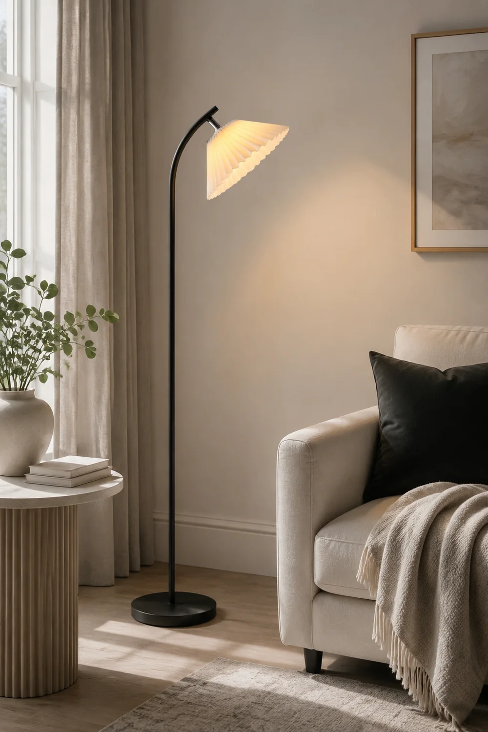 Ozawa Stehlampe Plissiert, Metall, 3 Farben, 157CM Lang - Lumpaz