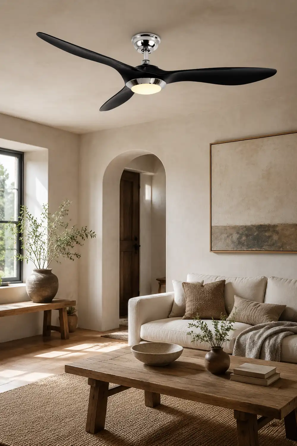 Garner 3-Blatt Deckenventilator mit Beleuchtung, Schwarz & Gelb, ∅132CM - Lumpaz
