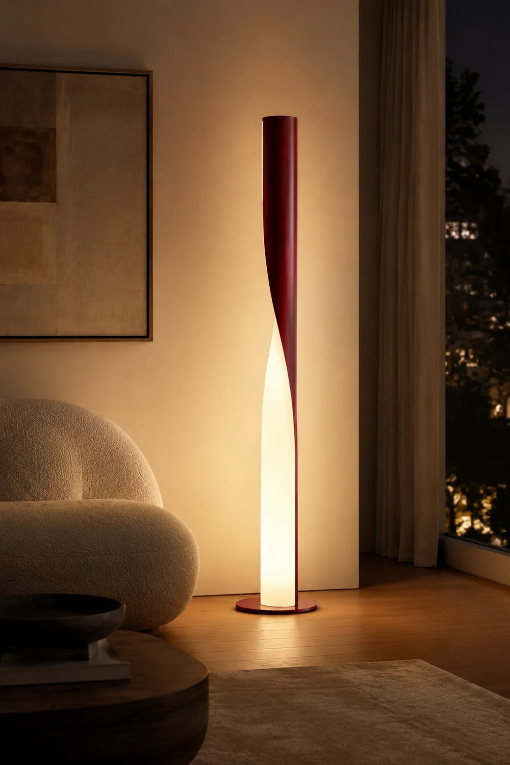 Edge Gedrehter Zylinder Stehlampe, Metall, 190CM Lang - Lumpaz