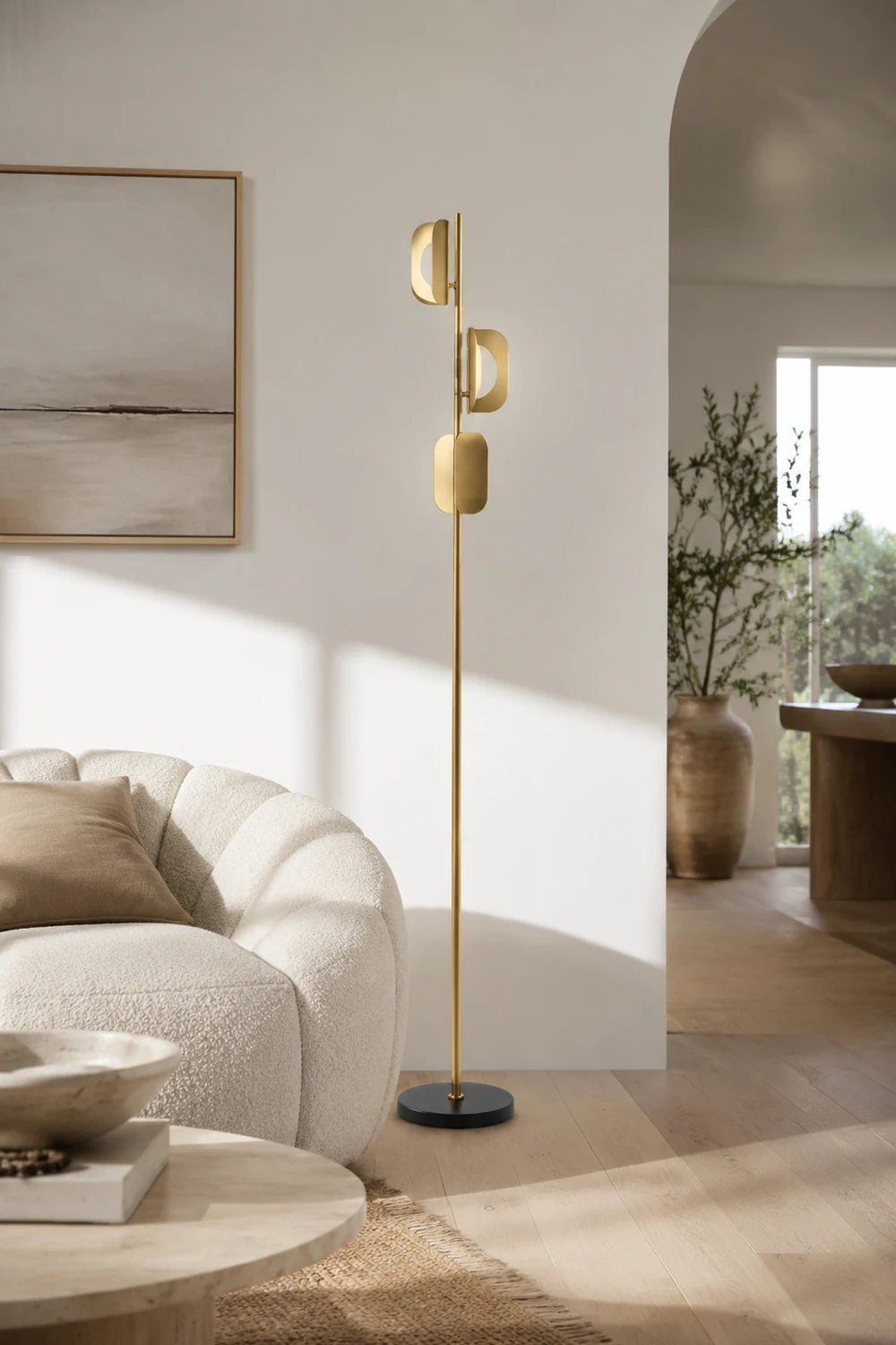 Salgado Geometrische Stehlampe, Metall, 3-flammig, 175CM Lang - Lumpaz