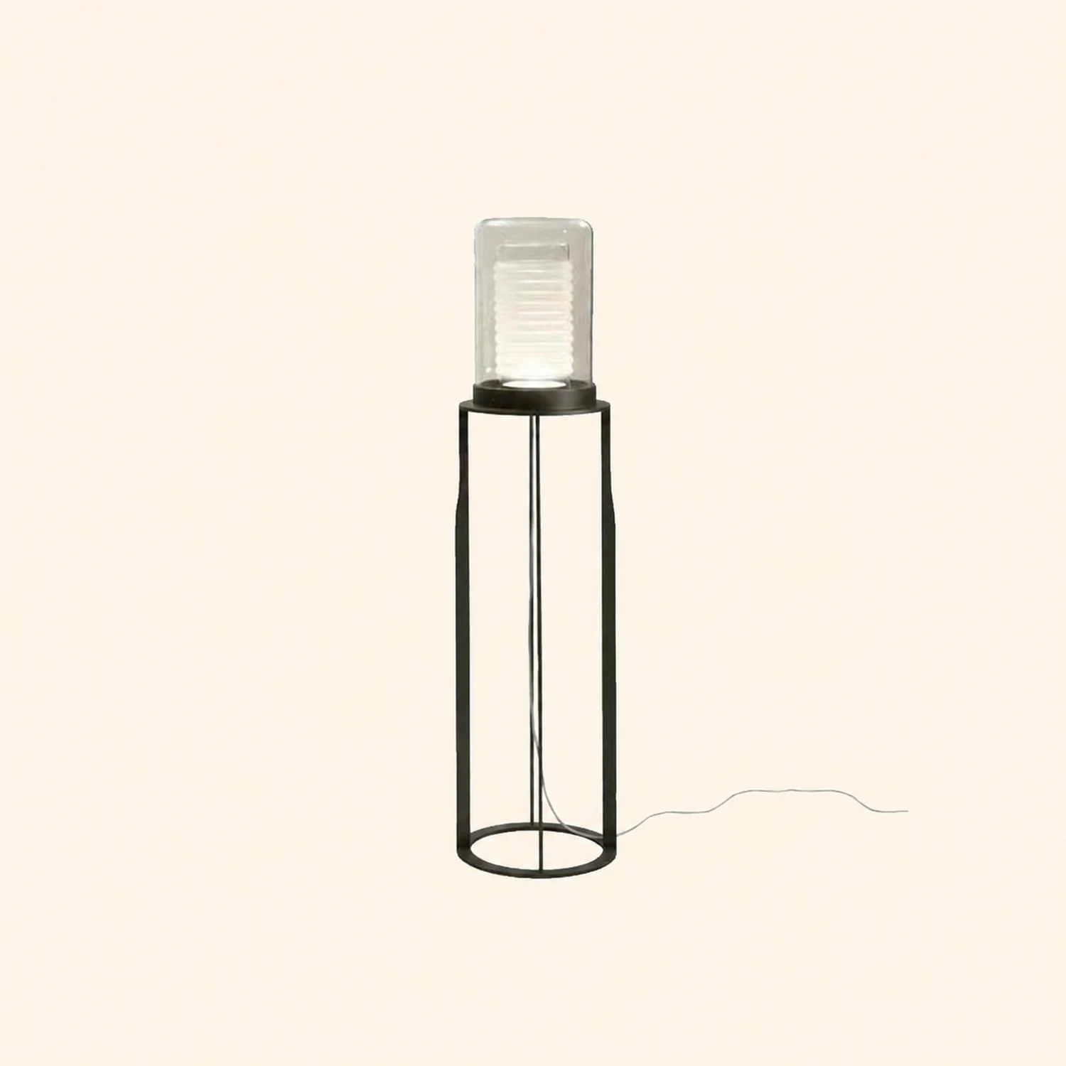 Eryn Schwarzer Zylinder Stehlampe, Metall & Glas, 160CM Lang - Lumpaz