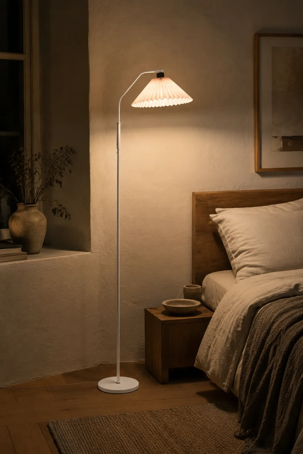 Ozawa Stehlampe Plissiert, Metall & Textil, 4 Farben, 150CM Lang - Lumpaz