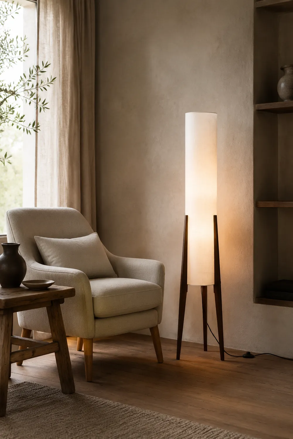 Ozawa Geometrisch Stativ Stehleuchte, Holz, 126CM Lang - Lumpaz