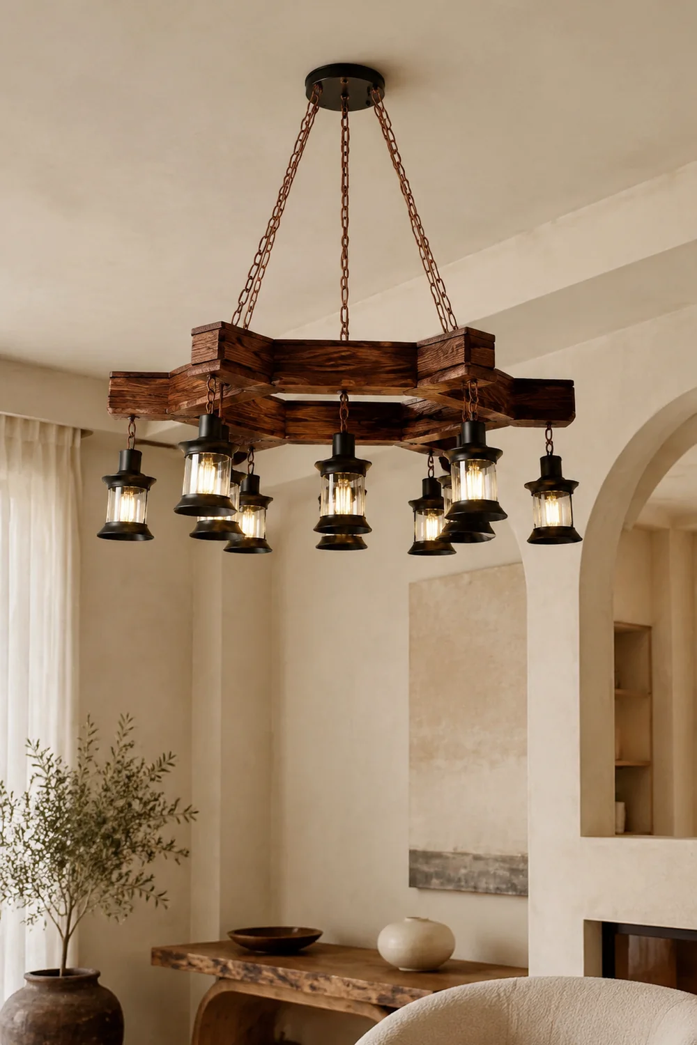 Austin Pendelleuchte, Metall & Holz, 11-flammig - Lumpaz