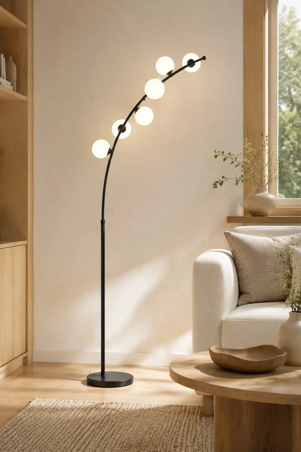 Valentina Bogen Blase Stehleuchte, 2 Farben, 3/4/6-flammig, 200CM Lang - Lumpaz