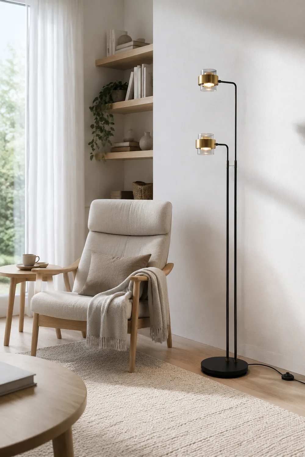 Salgado Schwarze Stehlampe, Metall, 2-flammig, 170CM Lang - Lumpaz