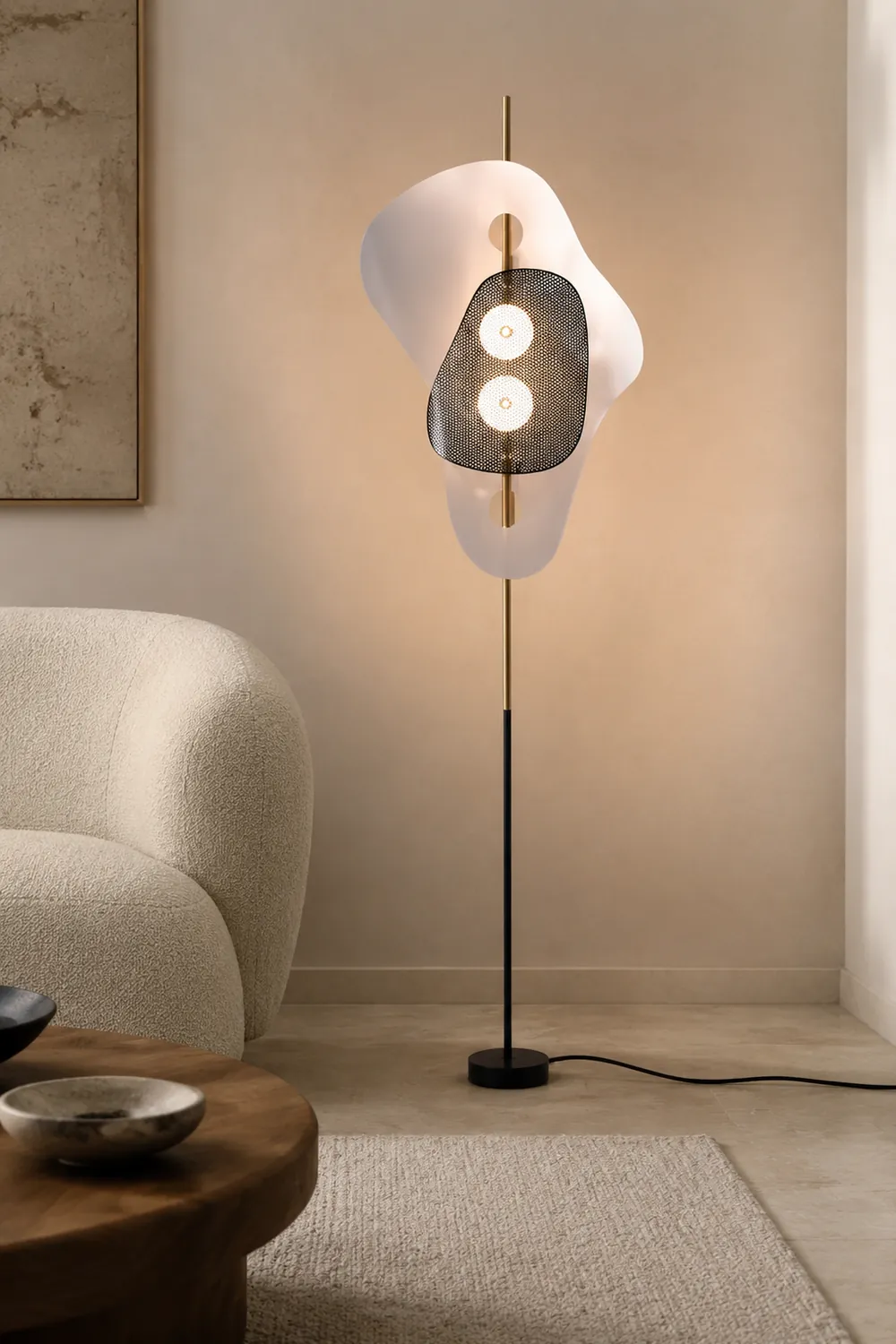 Salgado Unregelmäßige Form Stehlampe, Metall, 2-flammig, 180CM Lang - Lumpaz