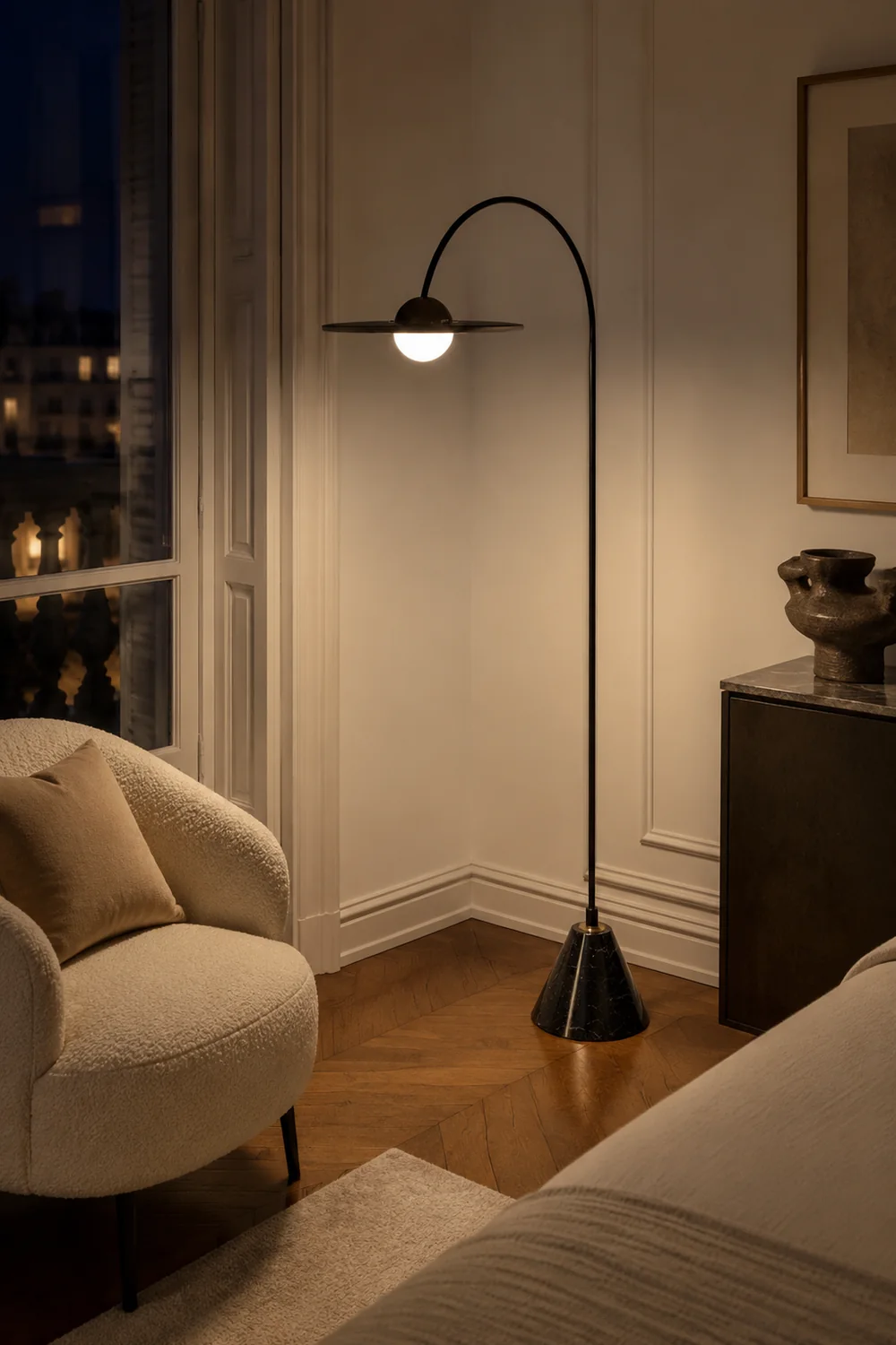 Carins Schwarze Stehlampe, Metall & Glas, 160CM Lang - Lumpaz