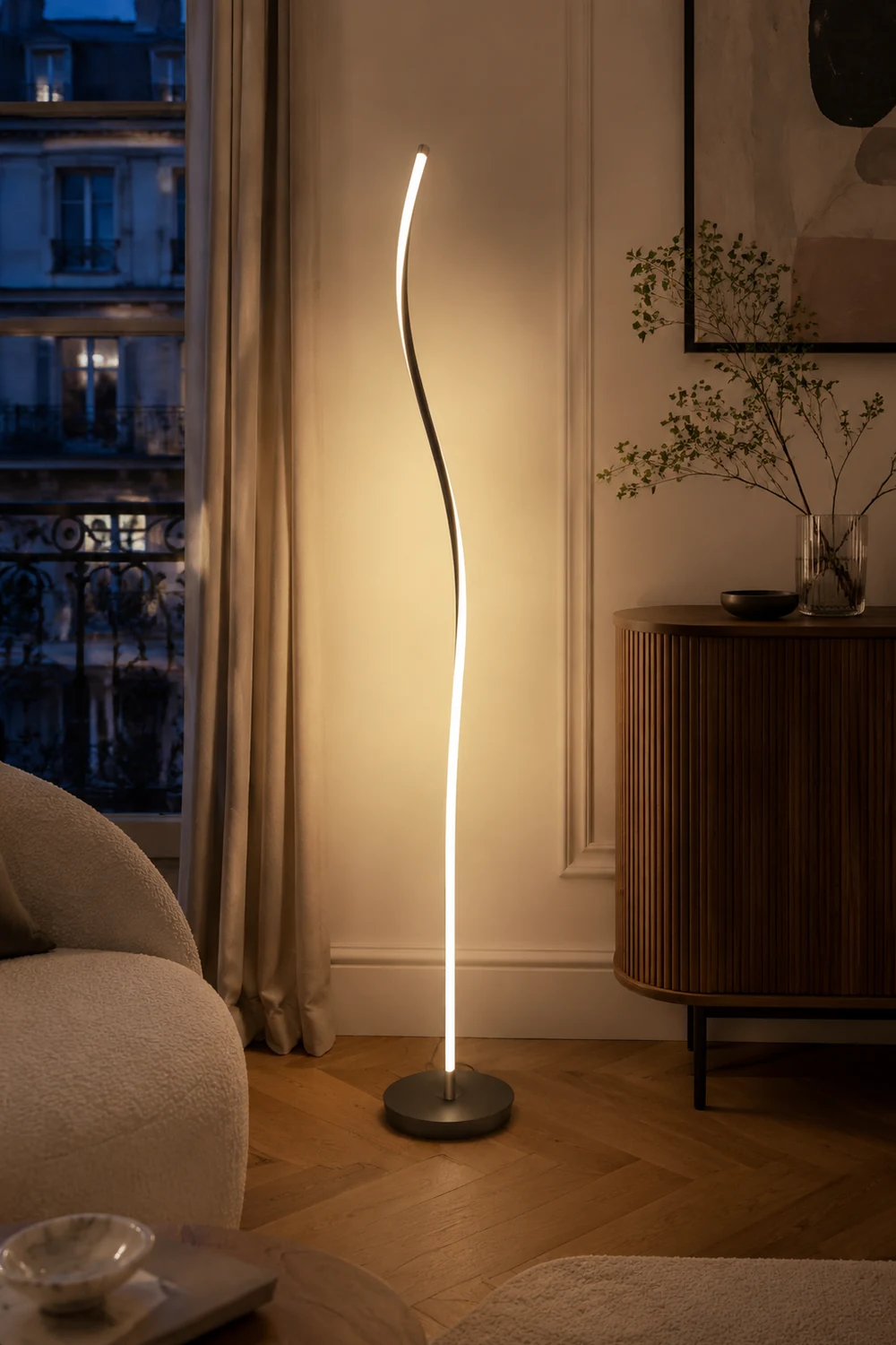 Stromlinie Stehleuchte, Metall, 2 Farben, 145CM Lang - Lumpaz