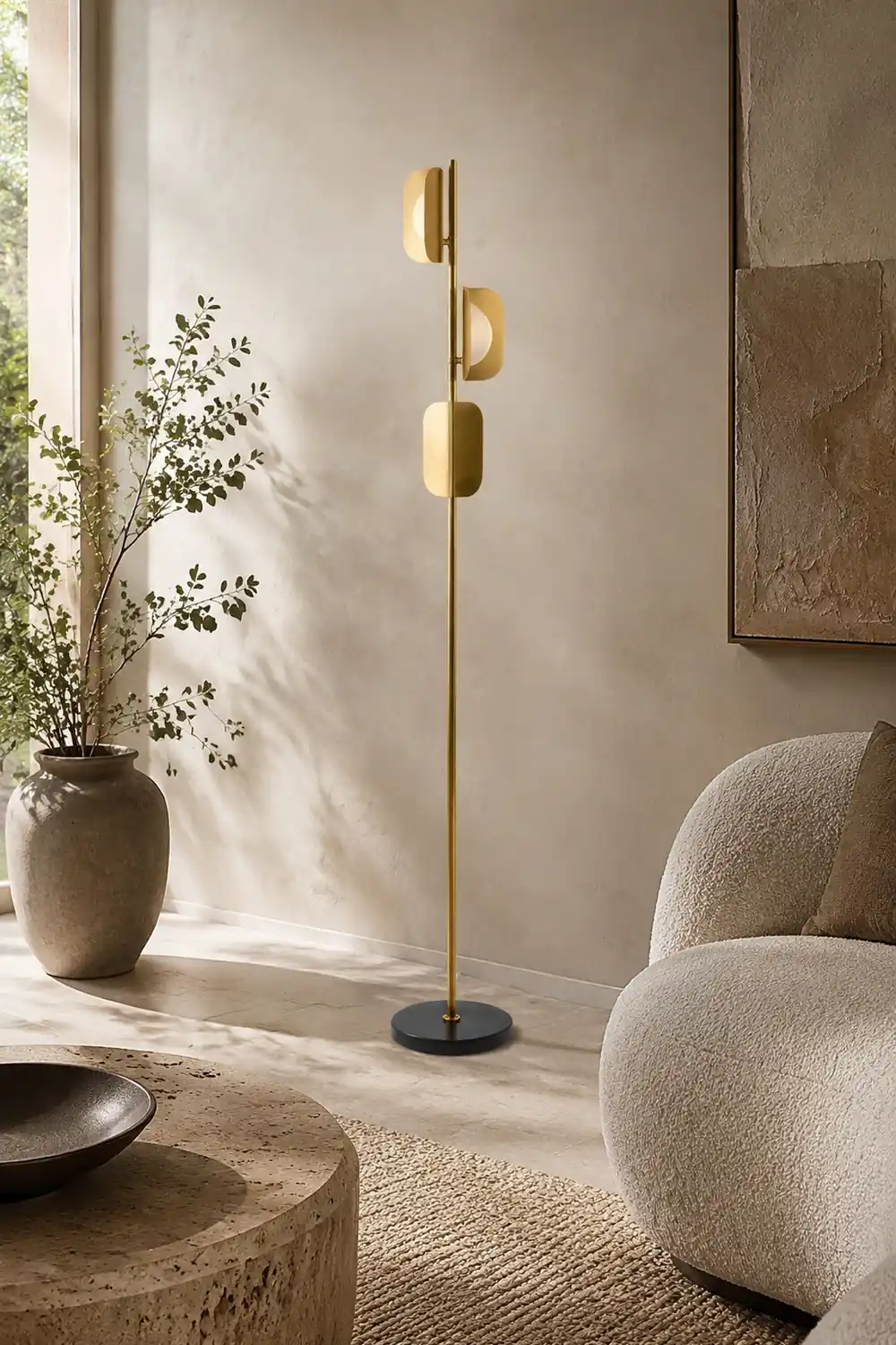 Salgado Geometrische Stehlampe, Metall, 3-flammig, 175CM Lang - Lumpaz
