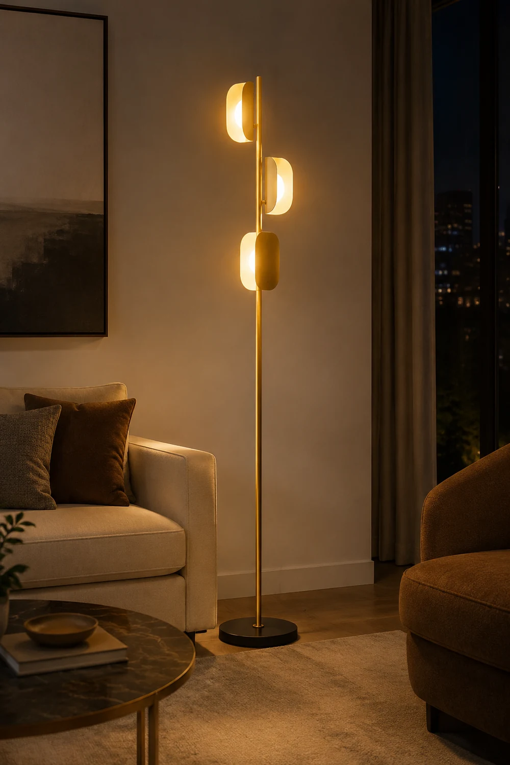 Salgado Geometrische Stehlampe, Metall, 3-flammig, 175CM Lang - Lumpaz