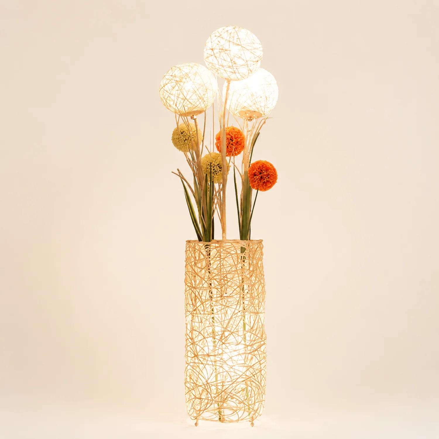 Ritta Blüten Verzweigung Stehleuchte, Rattan, 3 Stile - Lumpaz