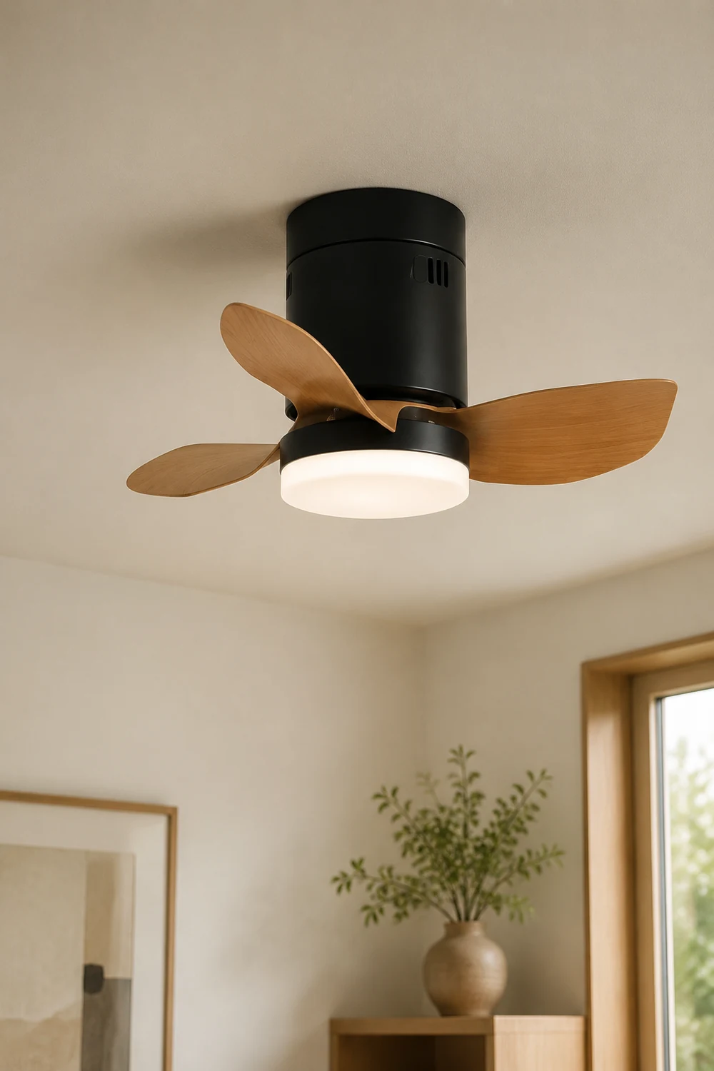 Walters 3-Blatt Deckenventilator mit Beleuchtung, Schwarz & Braun, ∅60CM - Lumpaz