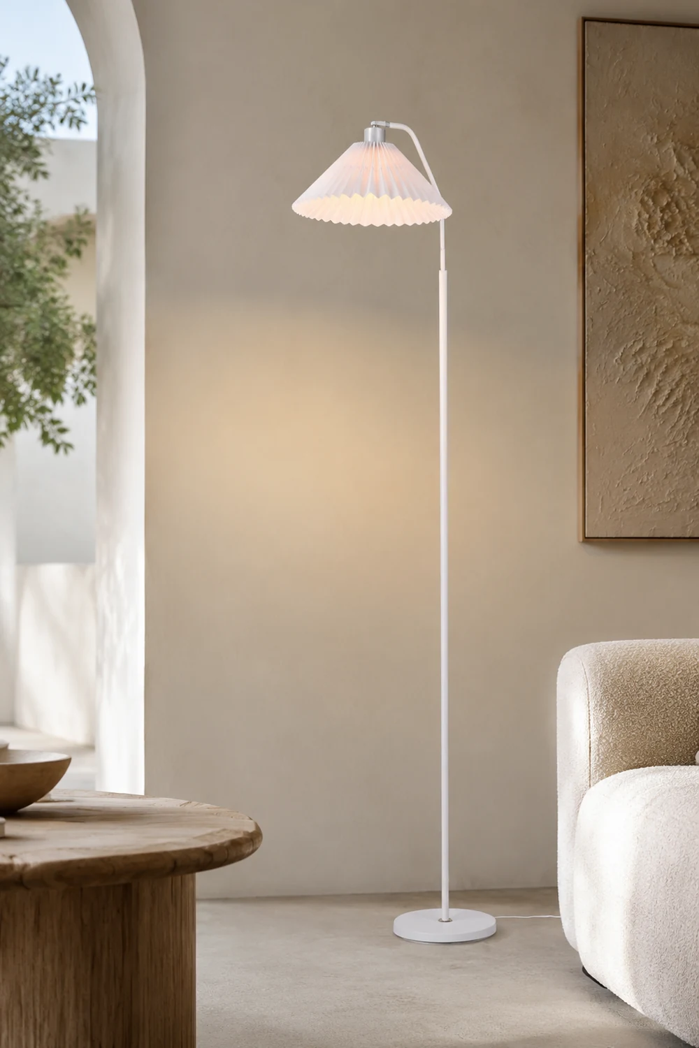 Ozawa Stehlampe Plissiert, Metall & Textil, 4 Farben, 150CM Lang - Lumpaz