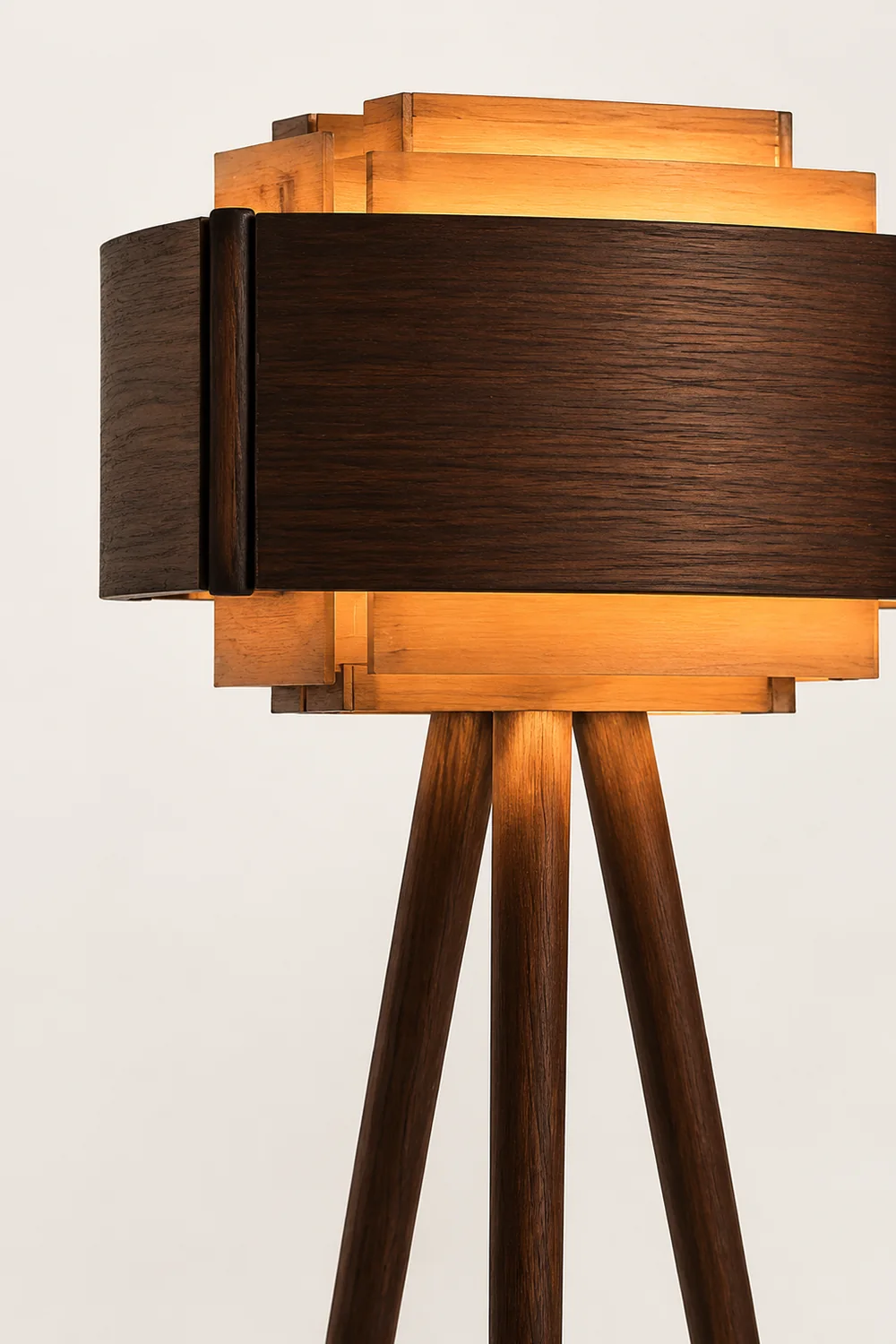 Ozawa Moderne Braune Stativ-Stehleuchte, Holz, 157CM Lang - Lumpaz