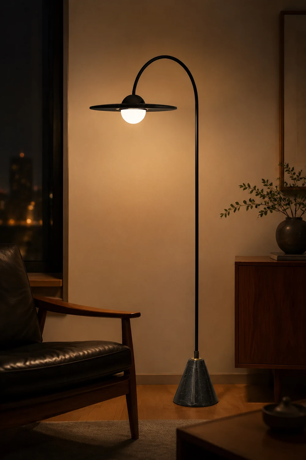 Carins Schwarze Stehlampe, Metall & Glas, 160CM Lang - Lumpaz