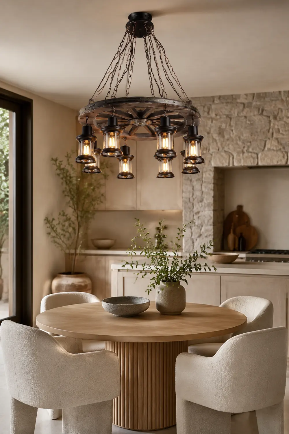Austin Ruder Pendelleuchte, Metall & Holz, 8-flammig - Lumpaz