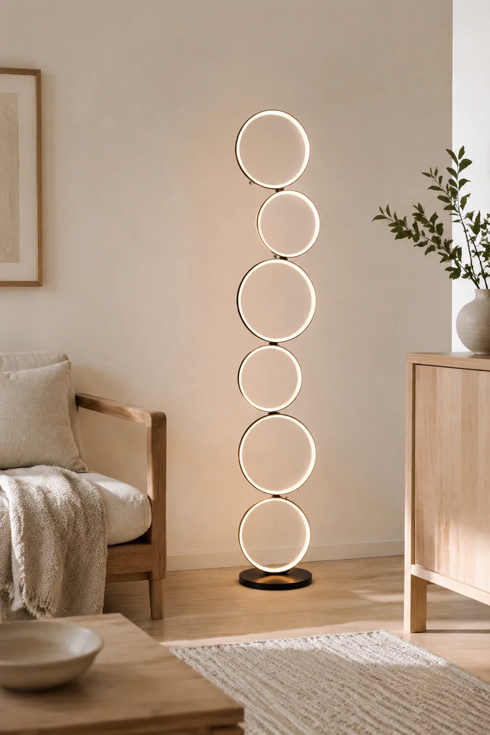 Arisha Ring Stehlampe, 3/5-flammig, 2 Farben, 114/130CM Lang - Lumpaz