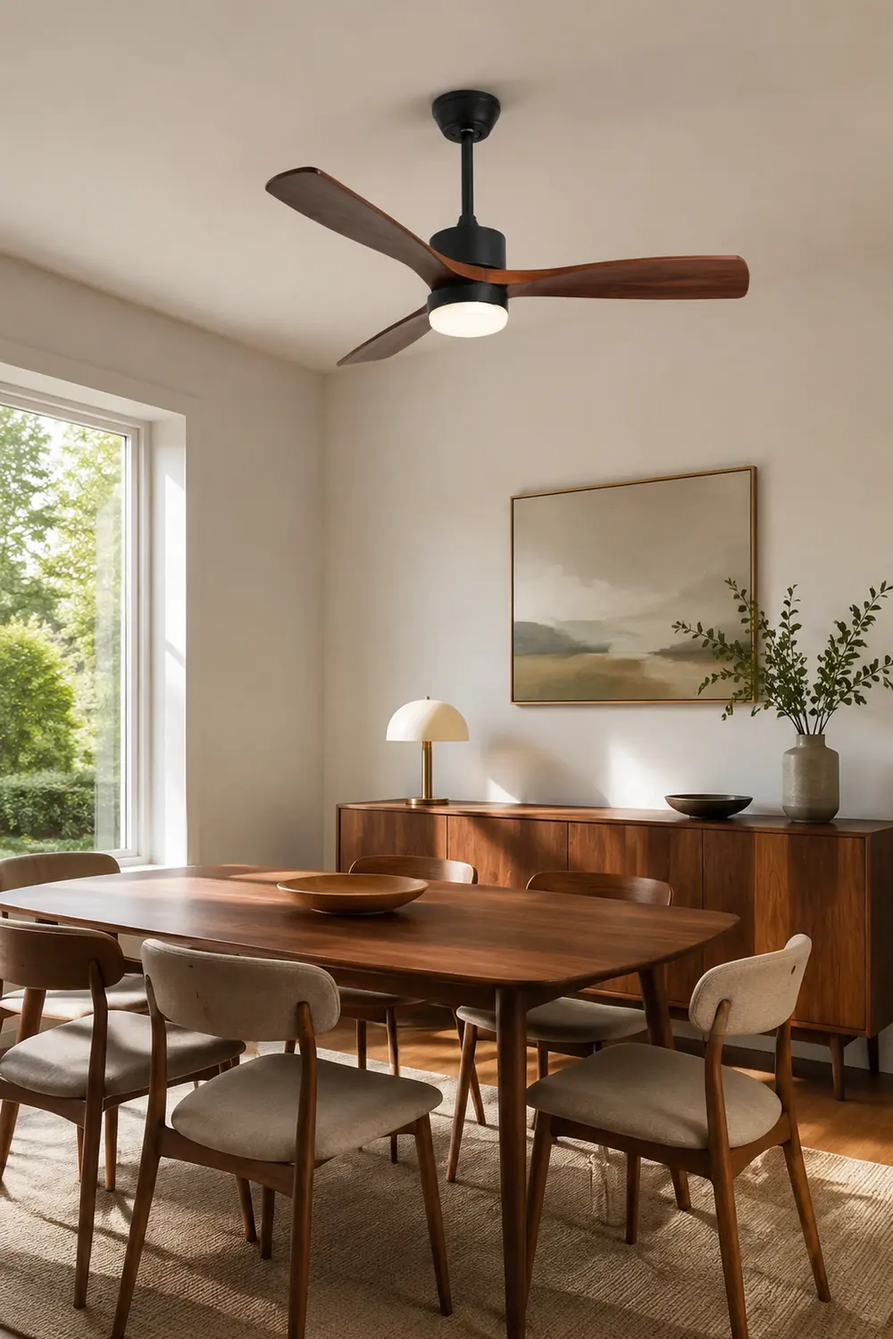 Haydn 3-Blatt-Deckenventilator mit Beleuchtung, Schwarz & Rot, ∅132CM - Lumpaz