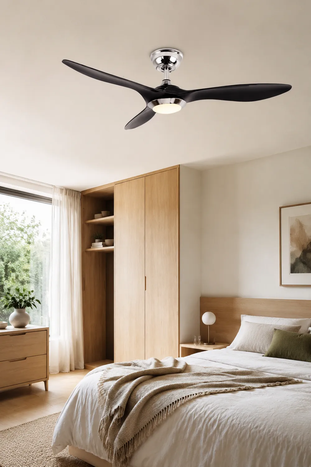Garner 3-Blatt Deckenventilator mit Beleuchtung, Schwarz & Gelb, ∅132CM - Lumpaz