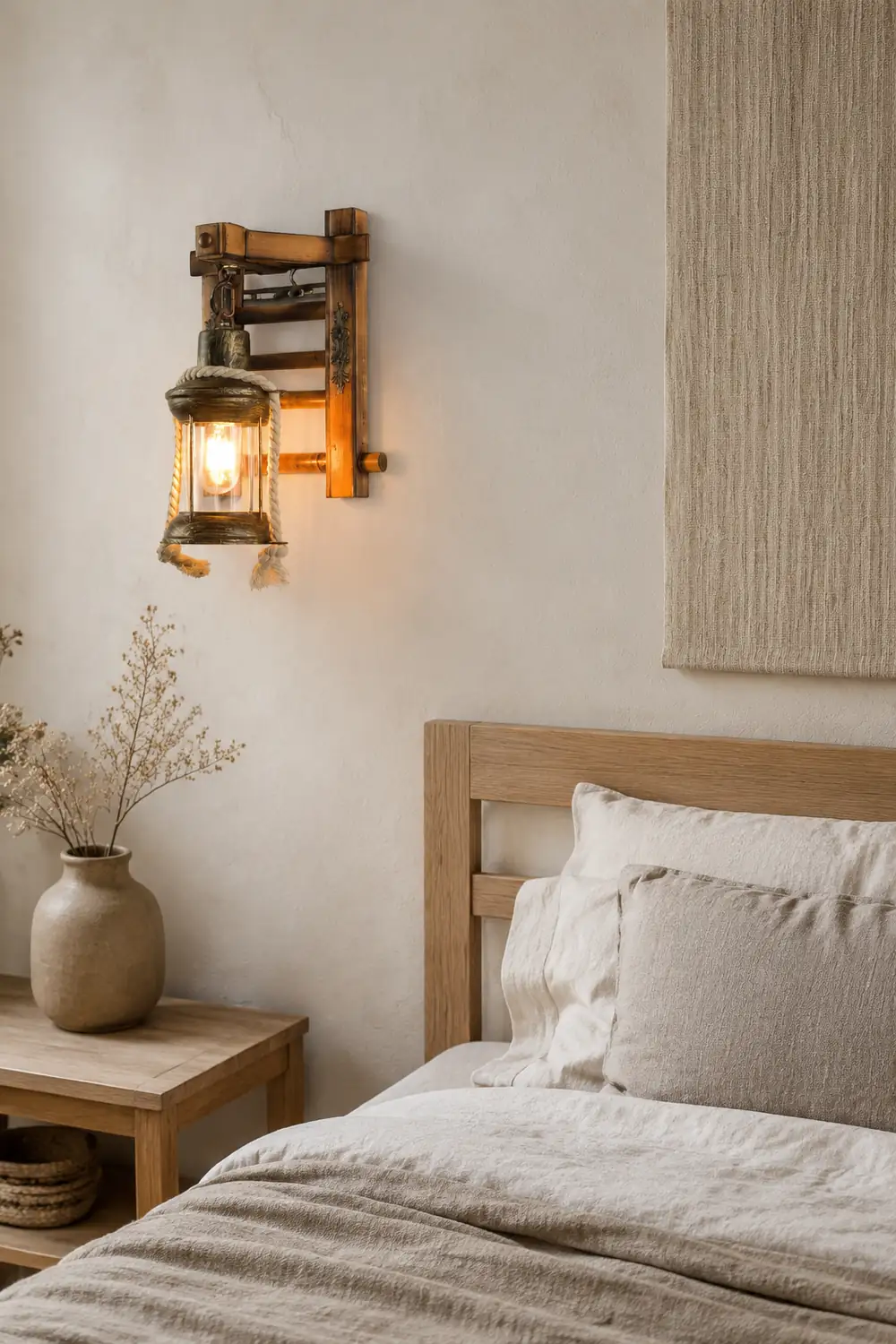 Austin Laterne Wandleuchte, Metall & Hanf Seil - Lumpaz