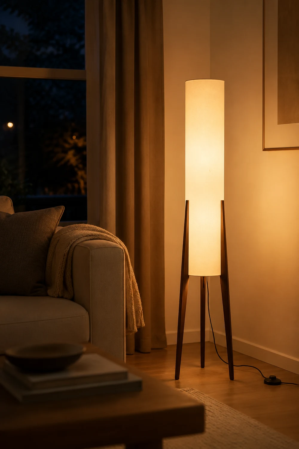 Ozawa Geometrisch Stativ Stehleuchte, Holz, 126CM Lang - Lumpaz