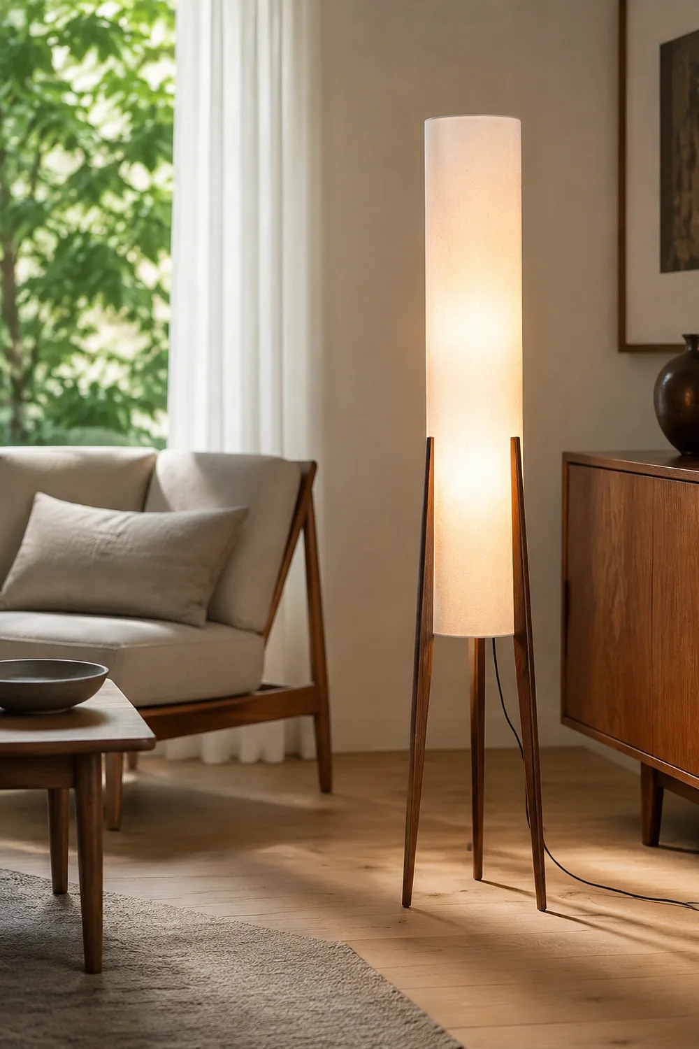 Ozawa Geometrisch Stativ Stehleuchte, Holz, 126CM Lang - Lumpaz