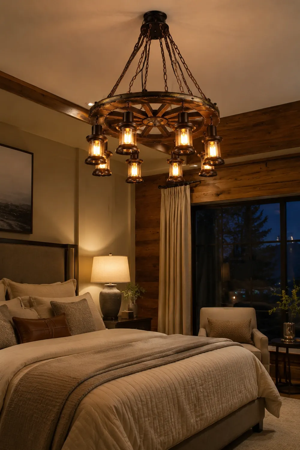 Austin Ruder Pendelleuchte, Metall & Holz, 8-flammig - Lumpaz