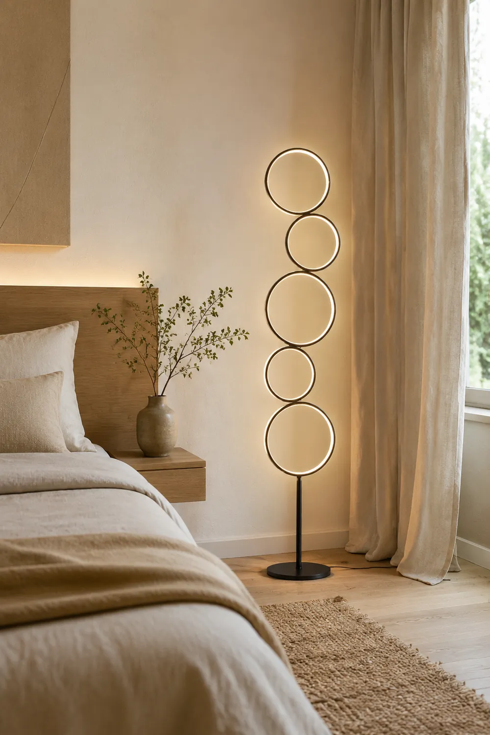 Arisha Ring Stehlampe, 3/5-flammig, 2 Farben, 114/130CM Lang - Lumpaz
