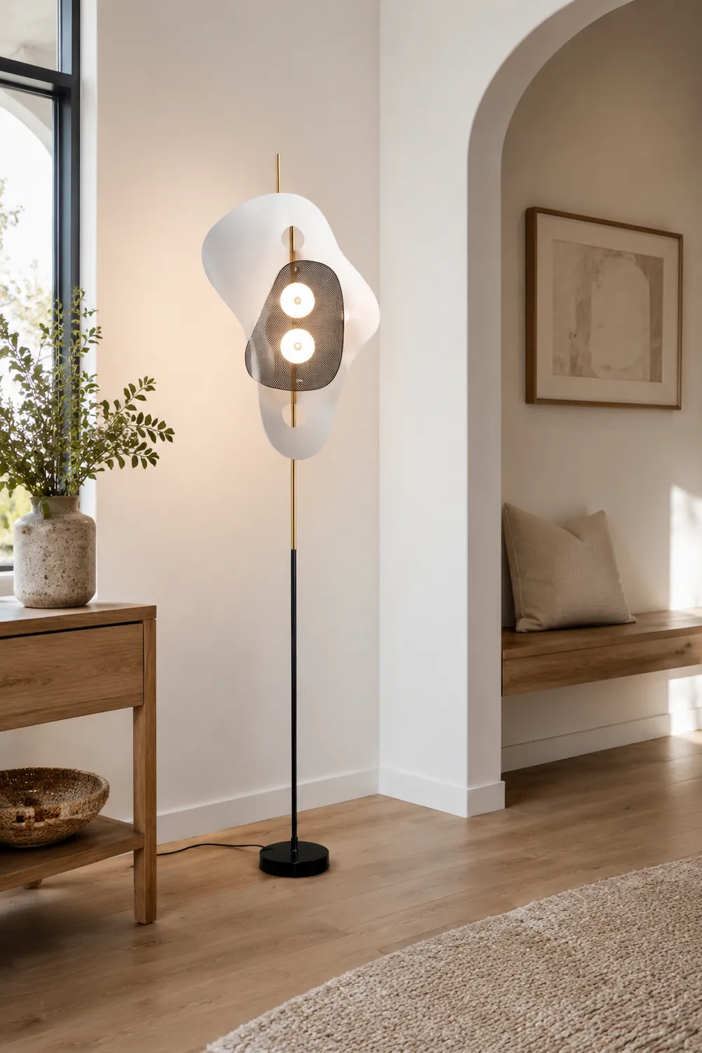 Salgado Unregelmäßige Form Stehlampe, Metall, 2-flammig, 180CM Lang - Lumpaz
