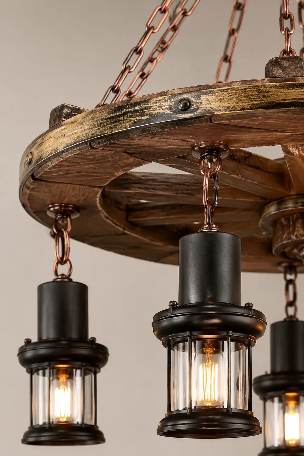 Austin Ruder Pendelleuchte, Metall & Holz, 8-flammig - Lumpaz