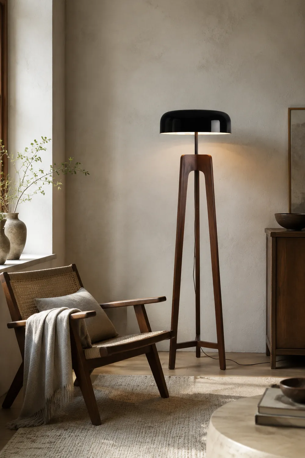 Ozawa Modern Stativ Stehleuchte, Holz & Metall, 2 Farben, 155CM Lang - Lumpaz