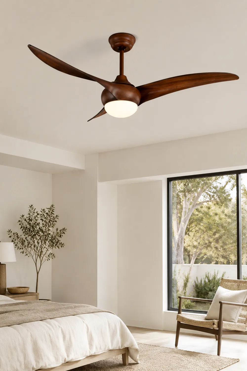 Garner 3-Blatt Deckenventilator mit Beleuchtung, Schwarz & Braun, ∅132CM - Lumpaz