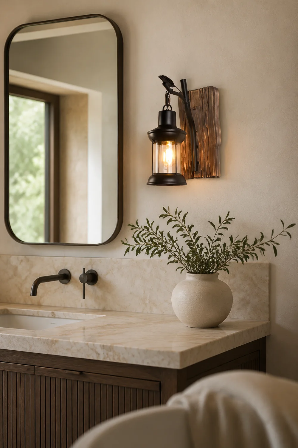 Austin Zweige Laterne Wandleuchte, Metall & Holz - Lumpaz