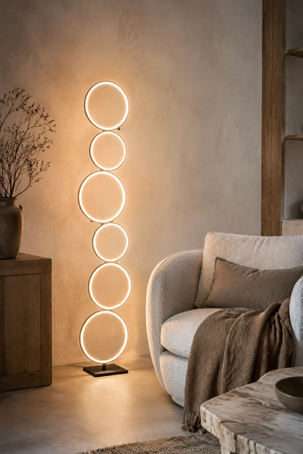 Arisha Ring Stehlampe, 3/5-flammig, 2 Farben, 114/130CM Lang - Lumpaz