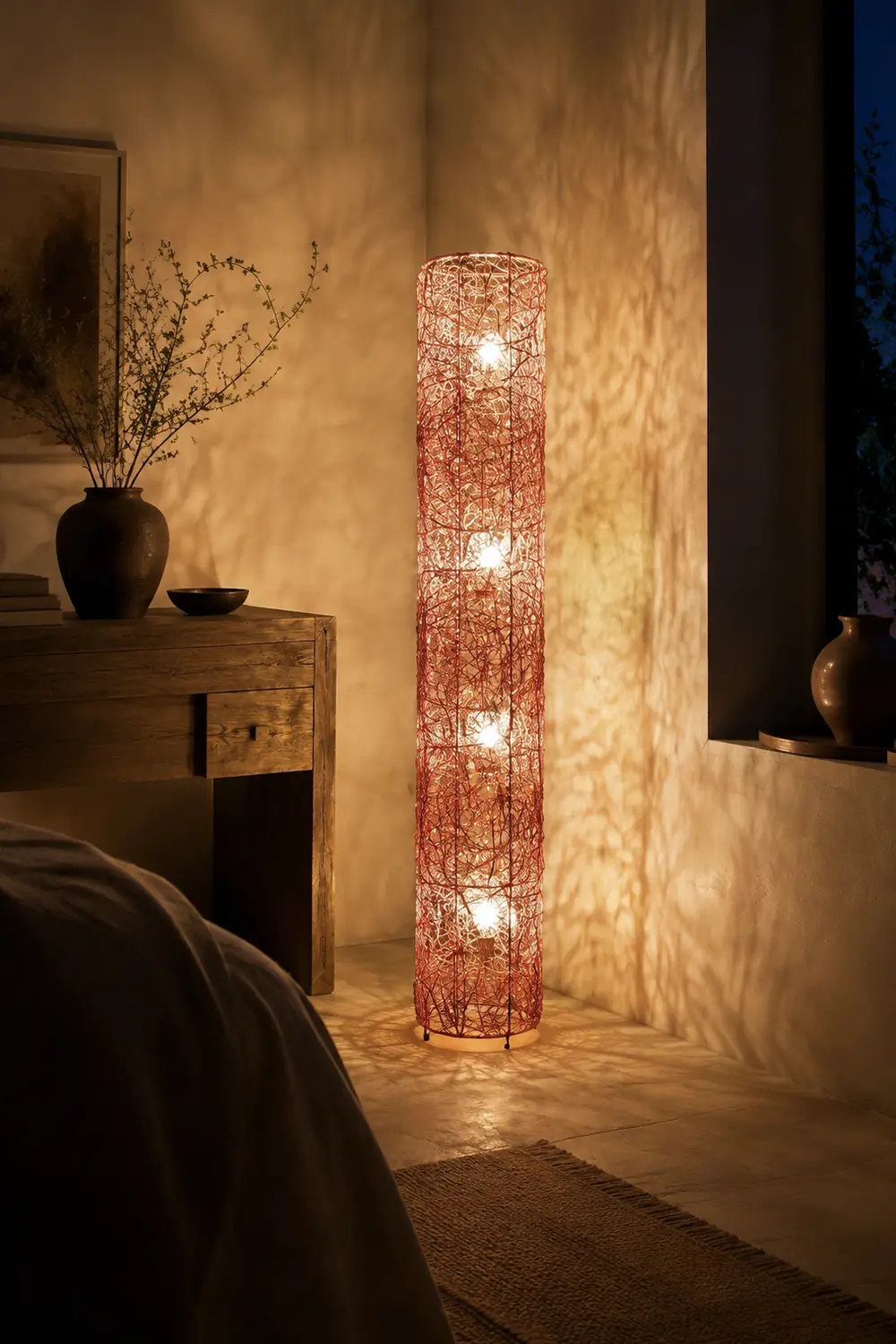 Ritta Blüten Verzweigung Stehleuchte, Rattan, 3 Stile - Lumpaz