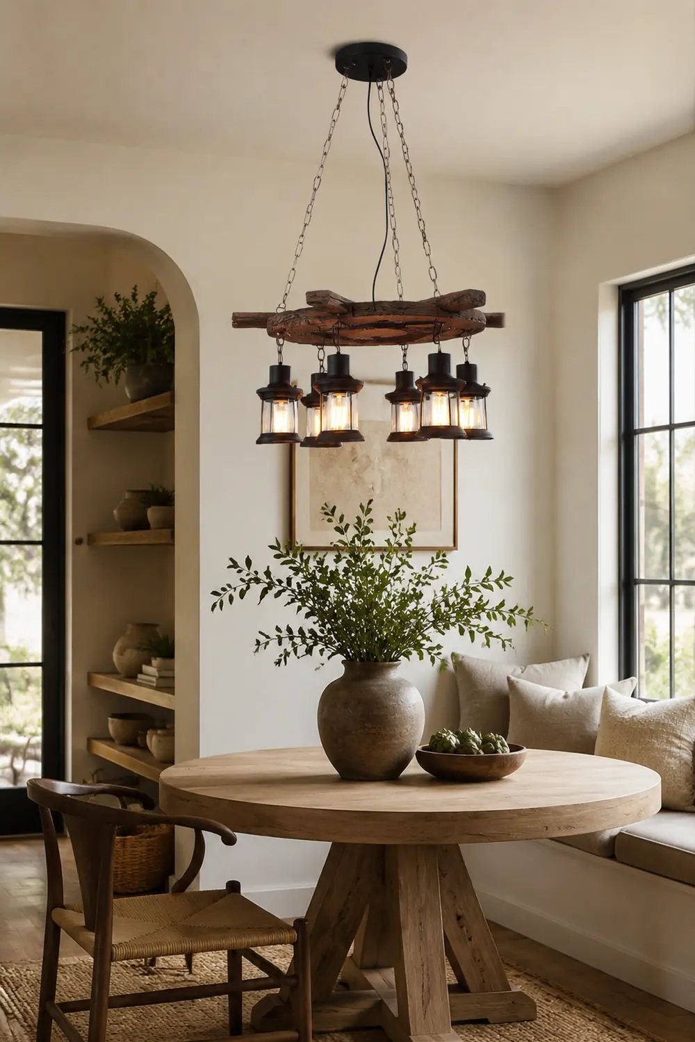 Austin Ruder Pendelleuchte, Metall & Holz, 6-flammig - Lumpaz