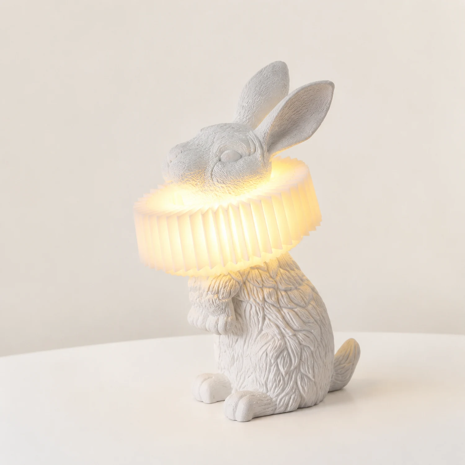 Kaninchen Tischlampe Weißes Kunstharz Nachtlicht für Arbeitszimmer Büro - Lumpaz