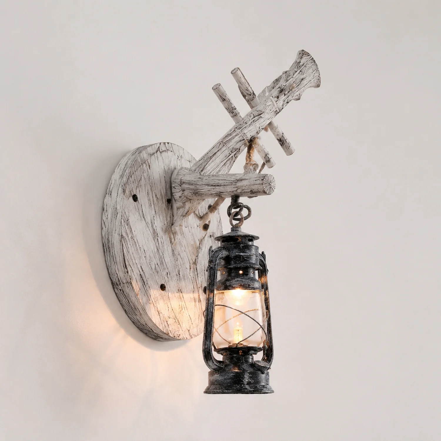 Austin Laute Laterne Wandleuchte, Metall & Holz - Lumpaz