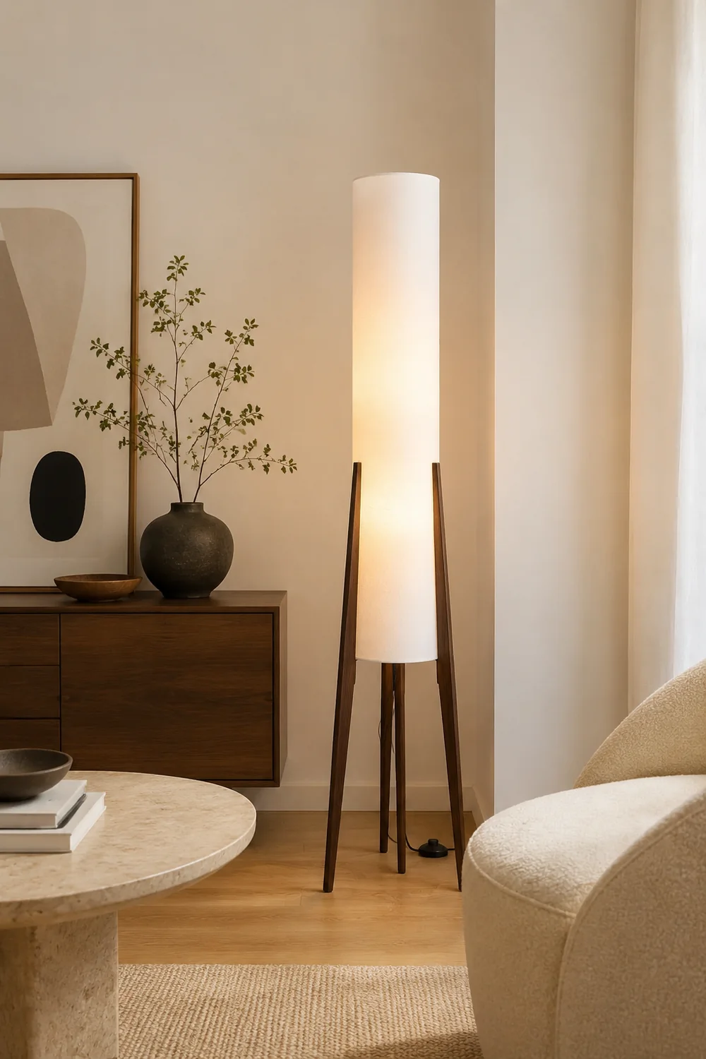 Ozawa Geometrisch Stativ Stehleuchte, Holz, 126CM Lang - Lumpaz