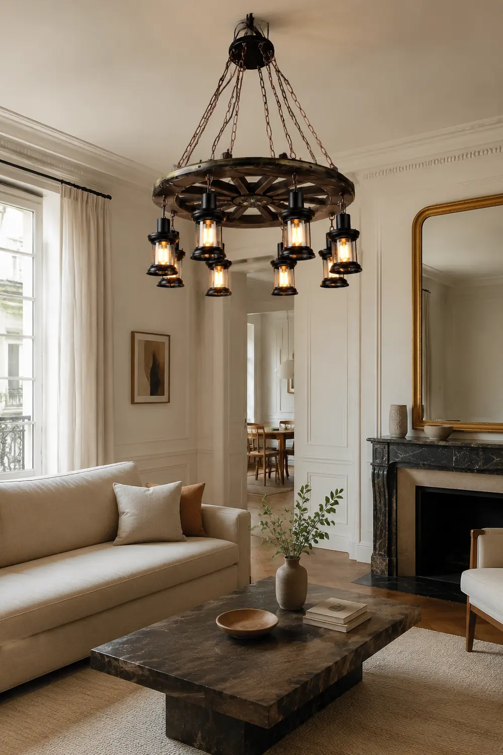 Austin Ruder Pendelleuchte, Metall & Holz, 8-flammig - Lumpaz