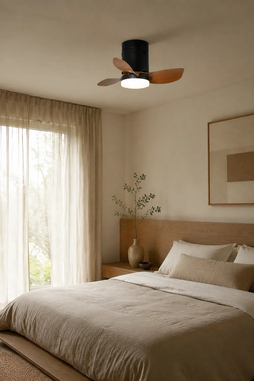 Walters 3-Blatt Deckenventilator mit Beleuchtung, Schwarz & Braun, ∅60CM - Lumpaz