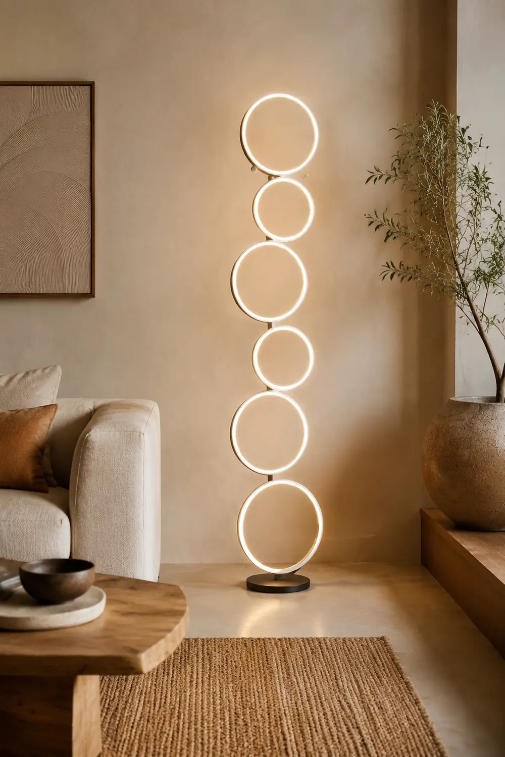 Arisha Ring Stehlampe, 3/5-flammig, 2 Farben, 114/130CM Lang - Lumpaz