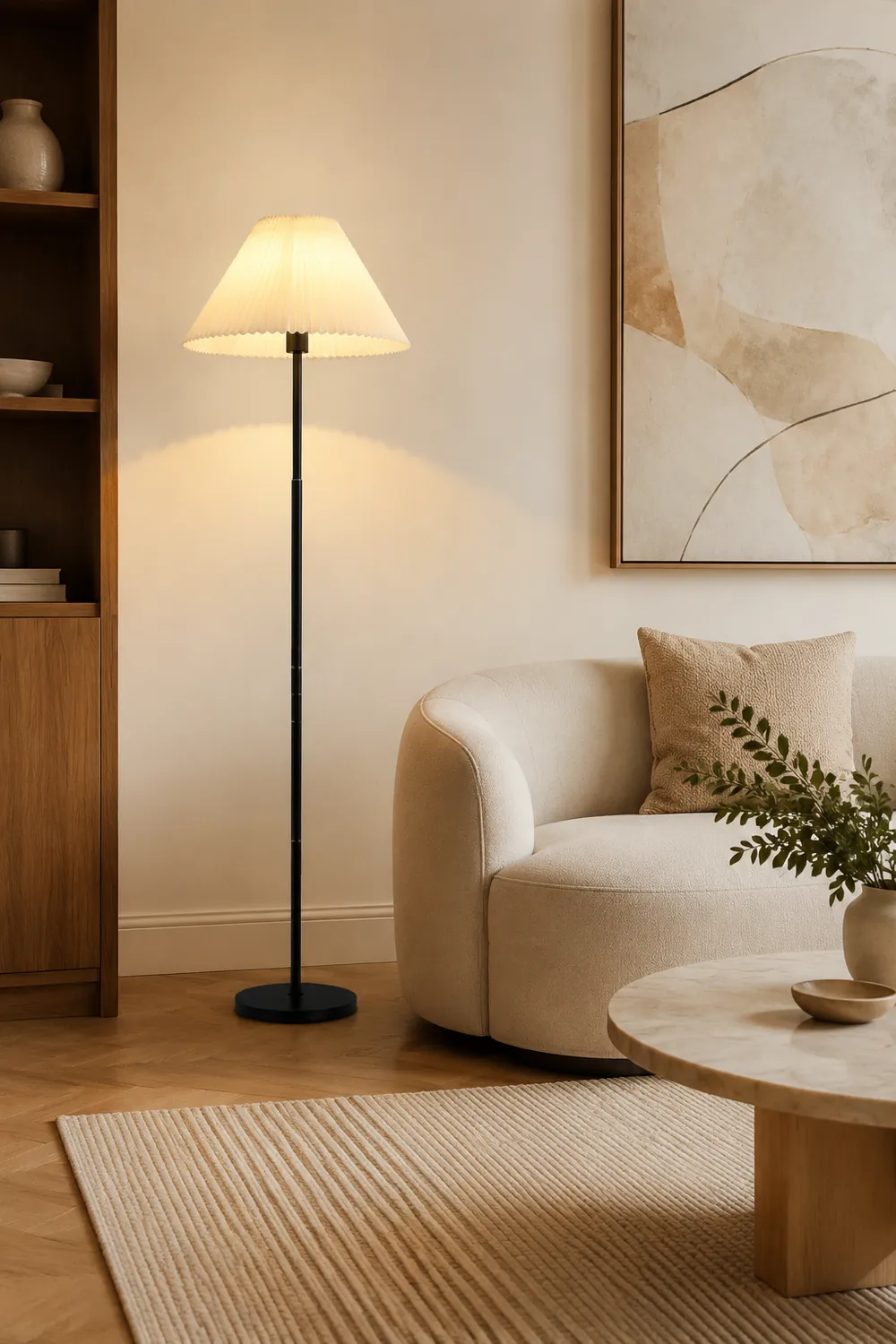 Ozawa Stehleuchte Plissiert, Metall & Stoff, 3 Farben, 165CM Lang - Lumpaz