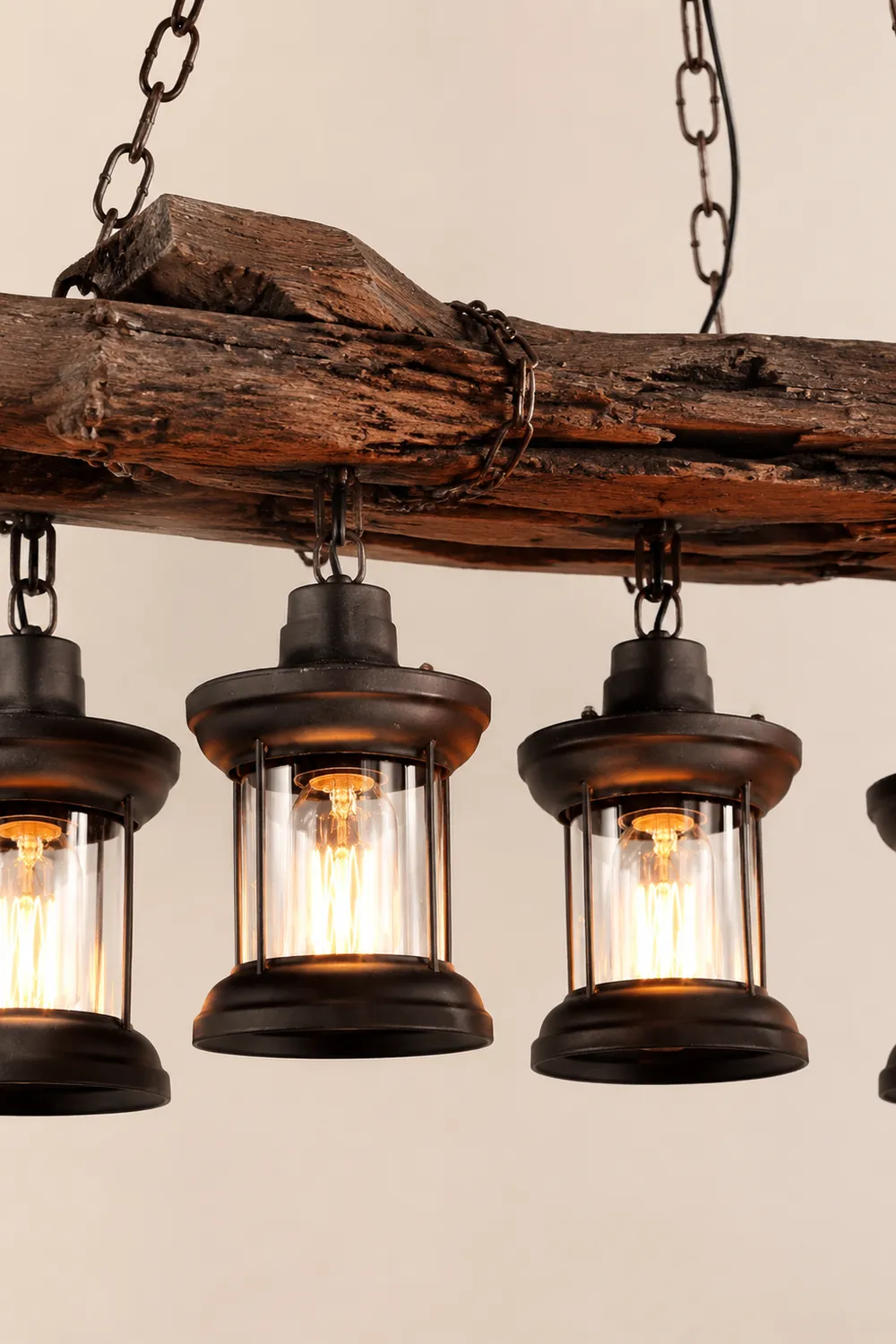 Austin Ruder Pendelleuchte, Metall & Holz, 6-flammig - Lumpaz