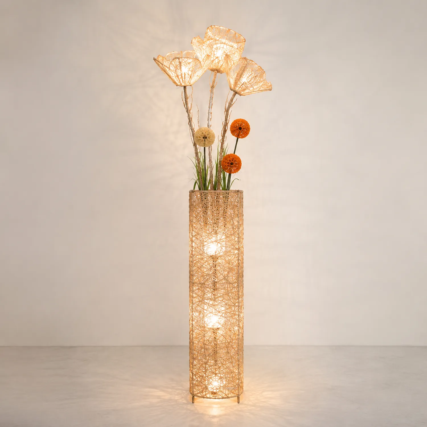 Ritta Blüten Verzweigung Stehleuchte, Rattan, 3 Stile - Lumpaz