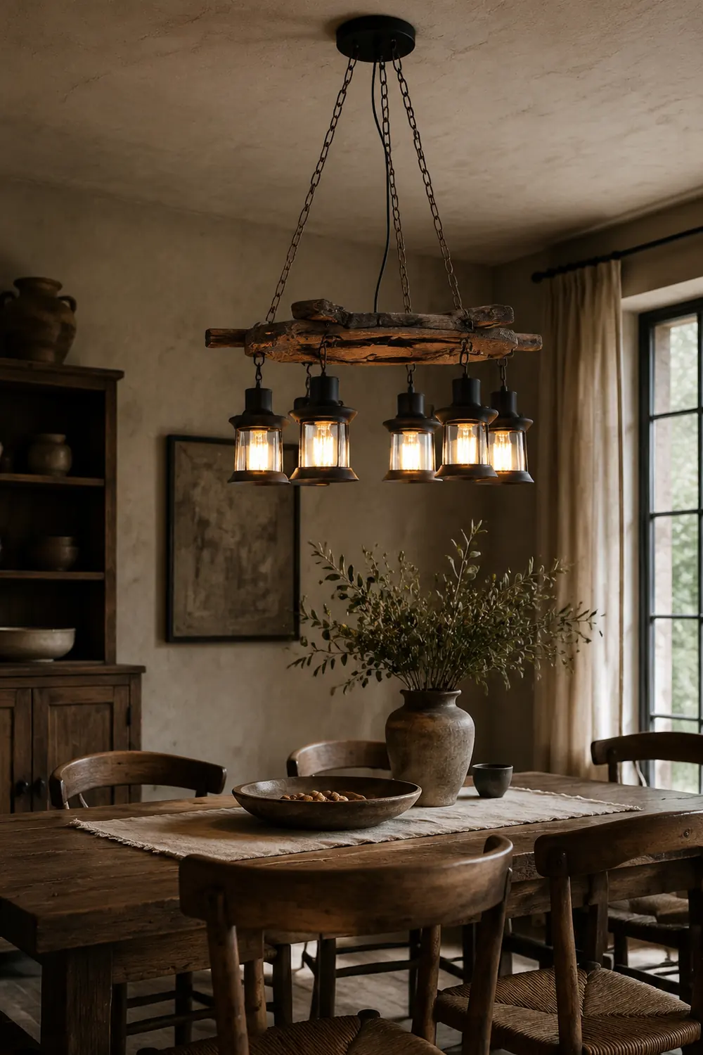 Austin Ruder Pendelleuchte, Metall & Holz, 6-flammig - Lumpaz