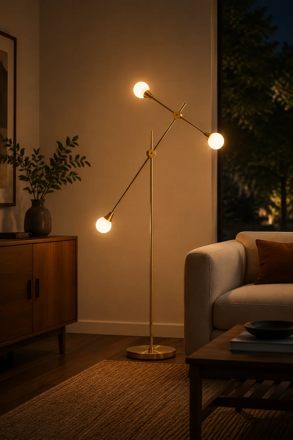 Valentina Kugel Schwenkbare Stehlampe, 3-flammig, 140CM Lang - Lumpaz
